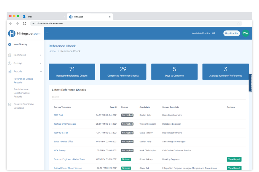 Reference Checks - Hiringcue